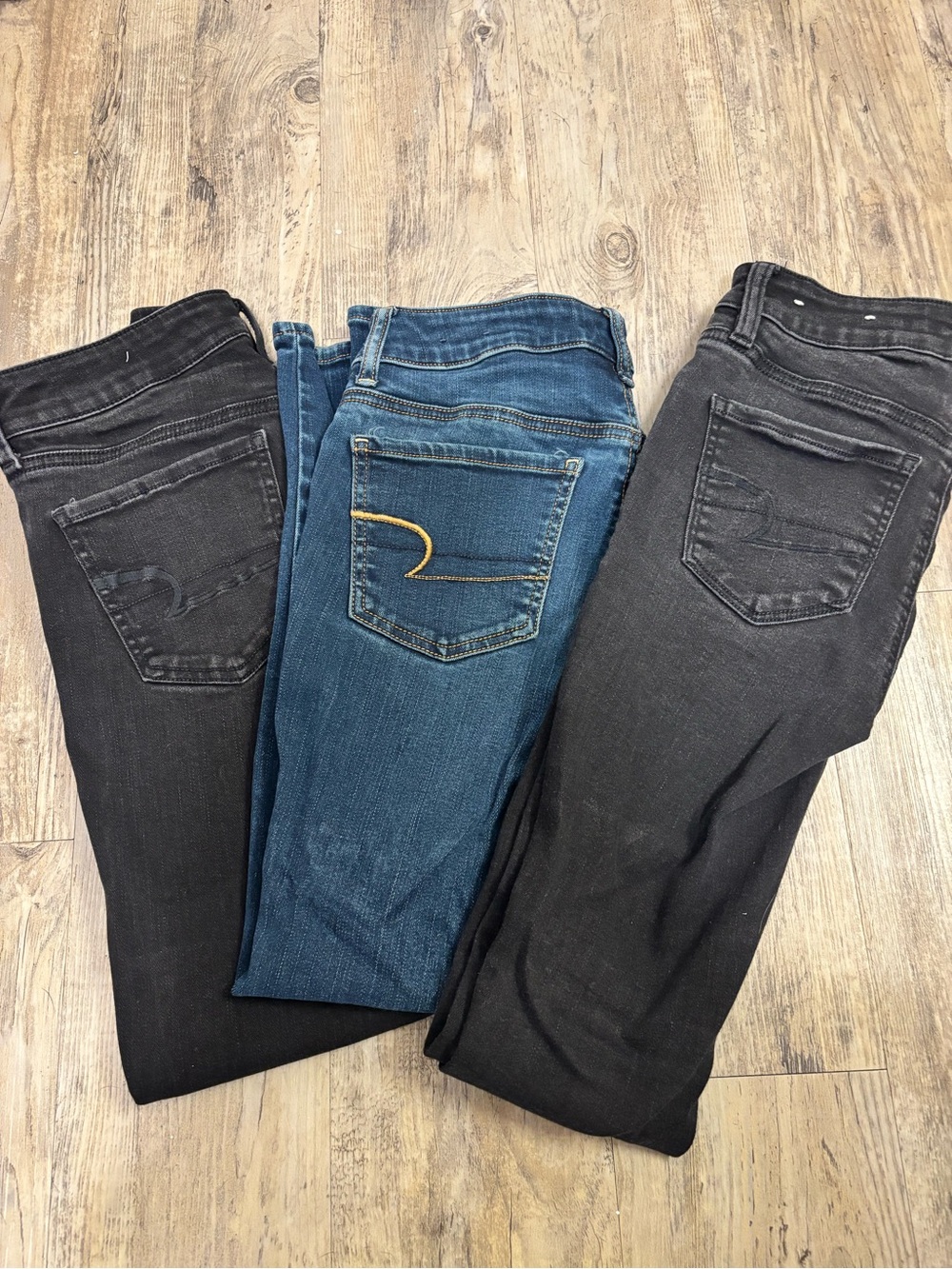 American Eagle Outfitters Skinny Jeans Trio — Black & Blue